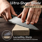 Purple Dragon Chef Knife 7.8 Inch, Ultra Sharp Japanese Kitchen Knife, German Vg10 Steel Meat Cutting Chopping Dicing Vegetables, Ergonomic Wooden Handle, Gift Box