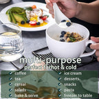 Chulan 22 oz Extra Large Bone China Cereal Mug Set of 4, Oversize White Ceramic Latte Mugs, Jumbo Soup Mugs Coffee Cups with Handles for Chocolate Cocoa Beverage Milk Salads Yogurt, Microwave Safe