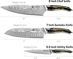 Damascus Knife Set 3 PCS: Ultra-Sharp Professional Chef Knife Set, Japanese Kitchen Knives with VG10 Steel Core, Full Tang Resin Handle, Elegant Box