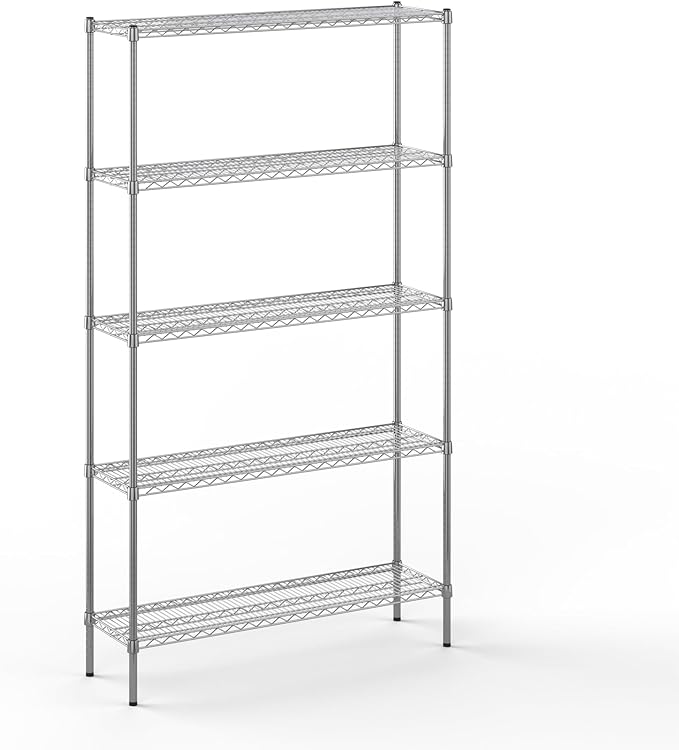 14" Deep x 48" Wide x 86" Height Wire Shelving Kit | 5-Tier | NSF Commercial Storage Rack Unit