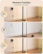 EDISHINE LED Floor Lamp, 55" Modern Minimalist Rectangular Corner Light, 3000K-6000K Dimmable, Remote Control & Foot Switch, Metal Base Standing Lamps for Living Room, Bedroom, Office, Black