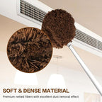 Ceiling Fan Cleaner Duster Reusable Microfiber Ceiling Fan Blade Cleaner Removable Duster with Extension Pole Adjusts 13 to 49.7 Inch for Cleaning Walls Bookshelves Furniture Door Window Top (Brown)