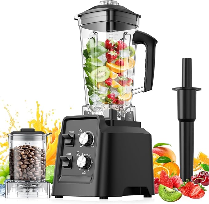 Blenders for Kitchen, Smoothie Blender - Professional Countertop Blenders with 68oz Dishwasher-Safe Pitcher, Ice Crusher for Frozen Drinks & Smoothies, BPA Free, Black