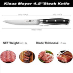 Klaus Meyer Stahl High Carbon Exclusive German Steel 4.5 inch 6 Piece Steak Knife Set (Black)