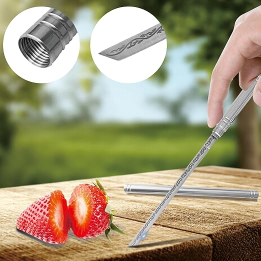 2 PCS Stainless Steel Blade, Outdoor Portable Stainless Steel Mini Stick Fruit Knife, All Steel Fancy Letter Opener Envelope, Multipurpose Survival Tactical Knife 9.5 Inch