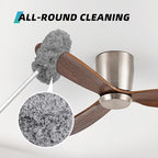 DRQ Ceiling Fan Cleaner Duster, Reusable Microfiber Duster with Extension Pole, 13 to 48 Inch Fan Blade Cleaner, Removable Dusters for Cleaning Walls Bookshelves Door Window Top (Grey)
