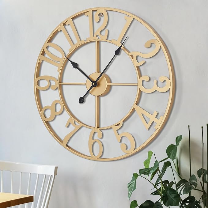 1st owned Wall Clock 16 Inch Round Large Indoor Wall Clocks Battery Operated Silent Non Ticking, Farmhouse Vintage Decorative Analog Metal Clock for Living Room, Kitchen, Bedroom Decor
