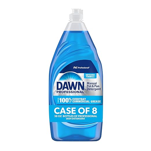 P&G Dawn Dishwashing Liquid Soap Detergent, Bulk Degreaser Removes Greasy Foods from Pots, Pans and Dishes in Commercial Restaurant Kitchens, Regular Scent, 38 oz. (Case of 8) (Packaging May Vary)