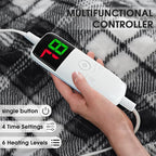 Heated Electric Blanket Queen Size, 84X90 Heating Blanket Queen with Dual Control&10 Heats Levels&Timer for Bed,Black Plaid Sherpa Large Blankets Warmer Gift for Grandma Women Adults, Washable,ETL