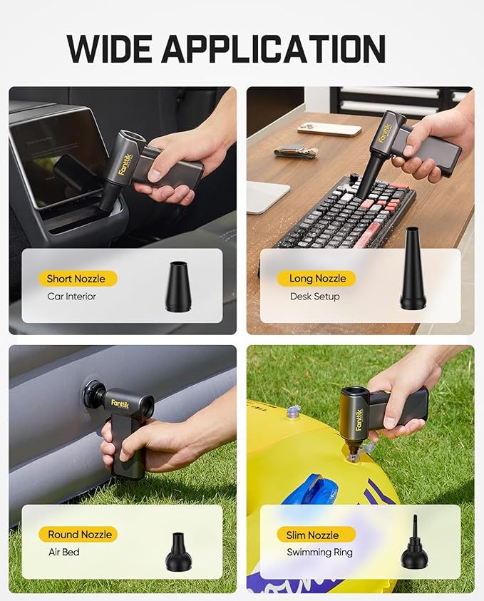 Fanttik B10 Pro Max Electric Air Duster, 130000RPM Brushless Motor, Compressed Air Duster, 6 Gears Adjustable, One-tap Booster, 28.8Wh Rechargeable Battery, Electric Duster for PC, Car, House, Outdoor