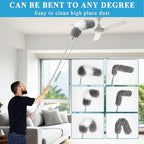 Microfiber Duster Kit 27pcs with 30 to 100 Inches Extension Pole and Wall Cleaner Mop, Washable and Bendable Feather Duster for Cleaning Ceiling Fans, High Ceilings, Cobwebs, Blinds, Grey