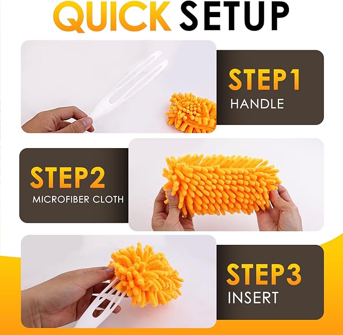 Redones Dusters for Swiffer - Reusable Duster Refill Compatible with Swiffer Hand Duster, 360 Heavy Duty Dusters Refills 4 Pack(Handle is Not Included)