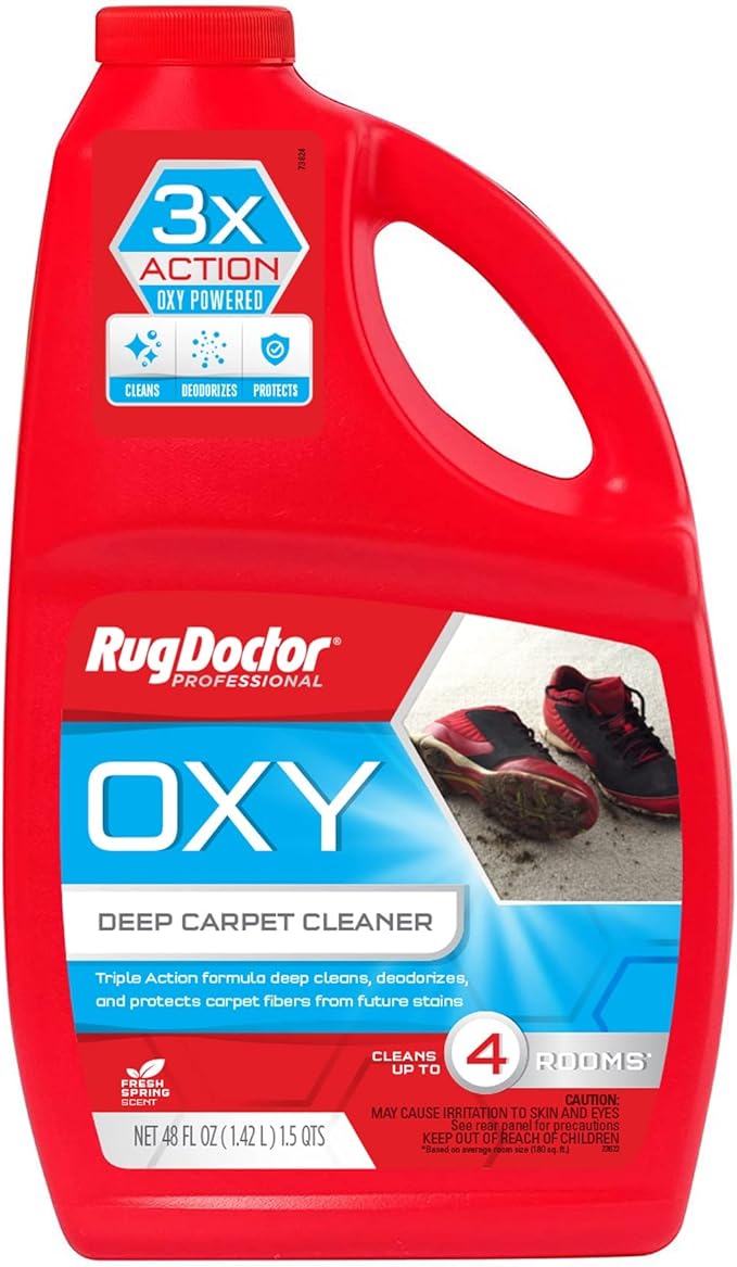 Rug Doctor Triple Action Oxy Deep Carpet Cleaner, 48 oz., Deep Cleans, Deodorizes, & Protects, Concentrated, Professional-Grade, 3X Action Formula