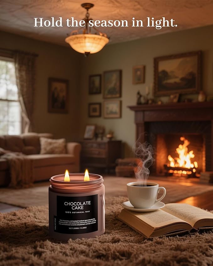 M&SENSE Chocolate Layer Cake Scent Candles, Large 11.6oz Natural Soy Wax 70 Hours Burn Time Clean Non Toxic Scented Classic 2 Wicks Candle for Bedroom Living Room Office