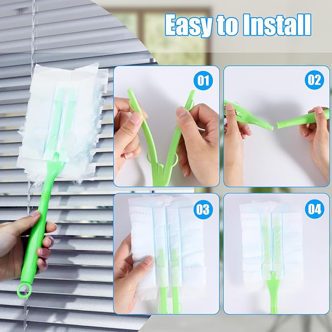 30PCS Disposable Dusters Refills Compatible with Swiffer,180 Degree Electrostatic Disposable Replacement Head for Home,Office,Ceiling Fans,Blinds and Furniture Dusting