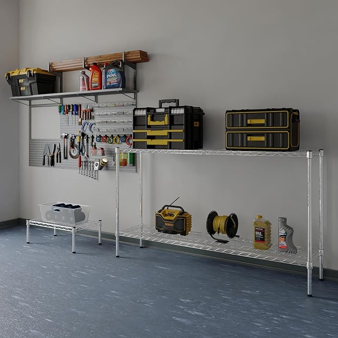 14" Deep x 60" Wide x 34" Height Wire Shelving Kit | 2-Tier | NSF Commercial Storage Rack Unit