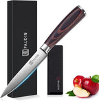 PAUDIN Utility Knife, 5 Inch Chef Knife, Ultra Sharp High Carbon Stainless Steel, Multipurpose Paring Knife for Fruit and Vegetable Cutting with Wooden Handle, Premium Gift Box