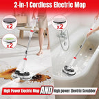 Cordless Electric Mop for Milwaukee M18 Battery (NO Battery), 2 In 1 Spin Mop & Floor Scrubber Machine with LED Light & Water Spray, 800 RPM Electric Mops for Floor Cleaning, Hardwood,Tile,Toilet,Tub