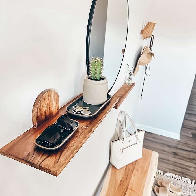 Mora Ceramic Decorative Tray - Rectangle 6.4in Dish for Jewelry, Perfume, Makeup, Accessories, Candle, in The Bathroom Vanity, Bedside, or Kitchen Counter. Cute Organizers - Black