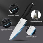 Kuisine Kitchen Chef Knife Block Set,High Carbon Stainless Steel Sharp Knife Set with Built-in Sharpener,Elegant Gift(Black,15pcs)