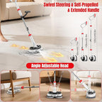 Cordless Electric Mop for Milwaukee M18 Battery (NO Battery), 2 In 1 Spin Mop & Floor Scrubber Machine with LED Light & Water Spray, 800 RPM Electric Mops for Floor Cleaning, Hardwood,Tile,Toilet,Tub