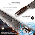 YARENH Professional Chef Knife Set 5 Piece, Damascus High Carbon Stainless Steel, Full Tang, Natural Sandalwood Handle, Ultra Sharp Kitchen Knife