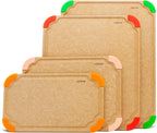 Elihome Cutting Wise 4pcs Kitchen Cutting Board Set, Non Slip Feet, Color Coded with Food Icon, Natural Wood Fiber, Dishwasher Safe, Eco-Friendly, Juice Grooves,Non Porous, BPA Free, Made in USA