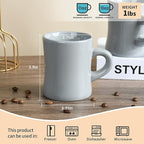 11oz Ceramic Coffee Mug set Stoneware Coffee Cups Set for Restaurant, Diner, Farmhouse, Coffee Shop, Home set of 6(Gray)
