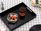 Glossy Black Sturdy Acrylic Serving Tray with Handles - 10x15 Inch, Coffee, Appetizer, Breakfast Tray - Butler, Kitchen to Vanity Table, Decorative
