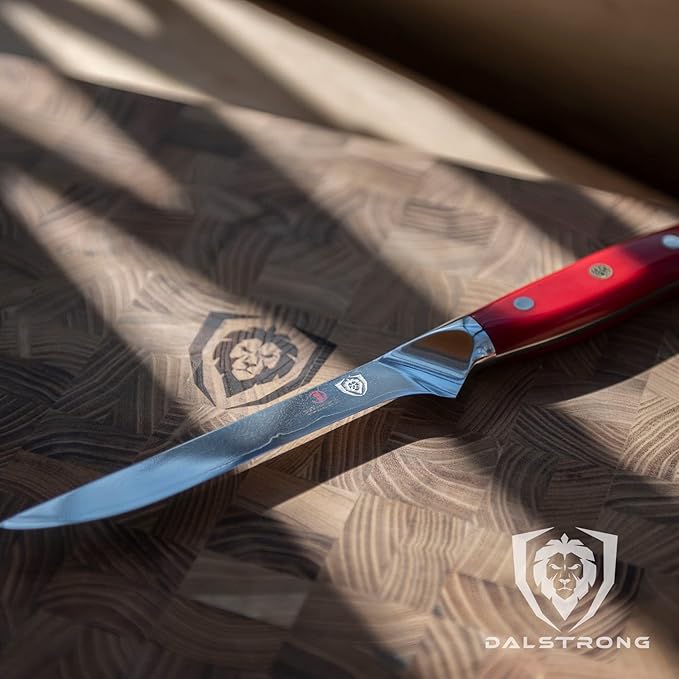 Dalstrong Boning Knife - 6 inch - Shogun Series - Japanese AUS-10V Super Steel Knife Gift- Vacuum Treated- Crimson Red ABS Handle - Razor Sharp Fillet Knife - Meat Cutting, Carving, Trimming w/Sheath