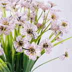 12 Bundles Artificial Flowers Outdoor UV Resistant Fake Flowers No Fade Plastic Plants Garden Porch Window Box Decorating (White)