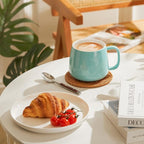 Teocera 16oz Ceramic Coffee Mugs Set of 4 – Stackable Latte Cups, Microwave, Dishwasher & Oven Safe – Ideal for Coffee, Cappuccino, Hot Chocolate, Housewarming Gifts, Turquoise