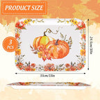 3Pcs Fall Serving Trays Reusable Watercolor Pumpkin Flower Platter Vintage Autumn Serving Dishes for Thanksgiving Sharing Snacks Fruit Dessert Candy