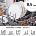 Amazon 6-Piece 8.5" White Dinner Plates Lightweight Round Plates, Simply Dessert Plate, Triple Layer Glass and Chip Resistant, for Microwave and Dishwasher Safe Scratch Resistant, Winter Frost White