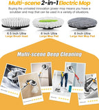 qimedo 800RPM Cordless Electric Mop, 6000mAh Battery Electric Power Scrubber & Mops for Floor Cleaning, Best Automatic Spin Mops with Smart Display,Rotating Mop with LED Light & Water Spray