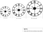 1st owned Large Wall Clock Metal Retro Roman Numeral Clock, Modern Round Wall Clocks Almost Silent, Easy to Read for Living Room/Home/Kitchen/Bedroom/Office/School Decor (Black, 24 Inch)