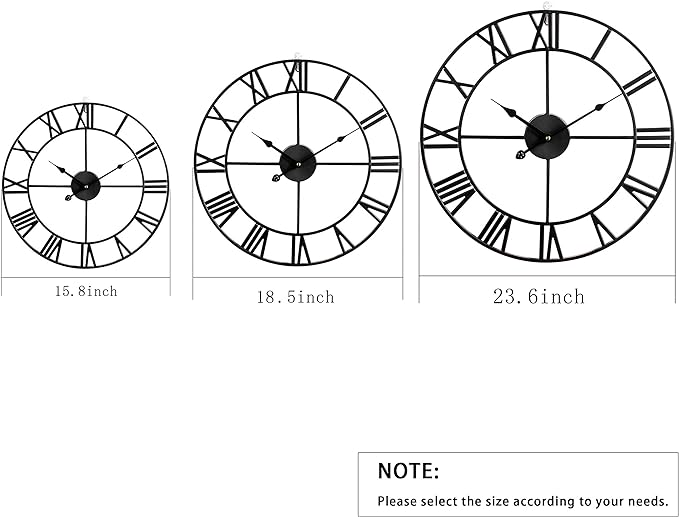 1st owned Large Wall Clock Metal Retro Roman Numeral Clock, Modern Round Wall Clocks Almost Silent, Easy to Read for Living Room/Home/Kitchen/Bedroom/Office/School Decor (Gold, 24 Inch)