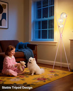 Lightdot Tripod Floor Lamp Dimmable Pink Standing Lamps with Globe Clear Glass Lampshade 3PCS 3000K G9 Bulbs Included Mid Century Modern Floor Lamp for Living Room/Bedroom