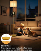 Lightdot 68IN Gold Floor Lamp Dimmable Linen Shade LED Floor Lamps with 3000K Soft Warm White for Wedding/Party, Modern Tall Lamp for Living Room/Bedroom (Bulbs Included)