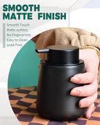 Bosilunlife Ceramic Foaming Soap Dispenser - 12Oz Matte Black Foam Hand Soap Dispenser Bathroom Countertop Kitchen Dish Soap Pump Dispenser Liquid Wash Dispenser for Bathroom