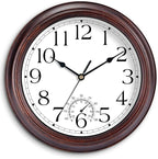 10 Inch Outdoor Wall Clock with Thermometers, Vintage Silent Wall Clocks Battery Operated, Retro Non-Ticking Clock Decorative for Living Room, Patio, Kitchen, Office, Bathroom, Bedroom(Bronze)