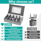 homyfort Flatware Storage Case Box, Silverware Organizer, Tableware Cutlery Utensil Storage Container with Cover/Lid and Adjustable Compartments for Flatware Organization (Grey)
