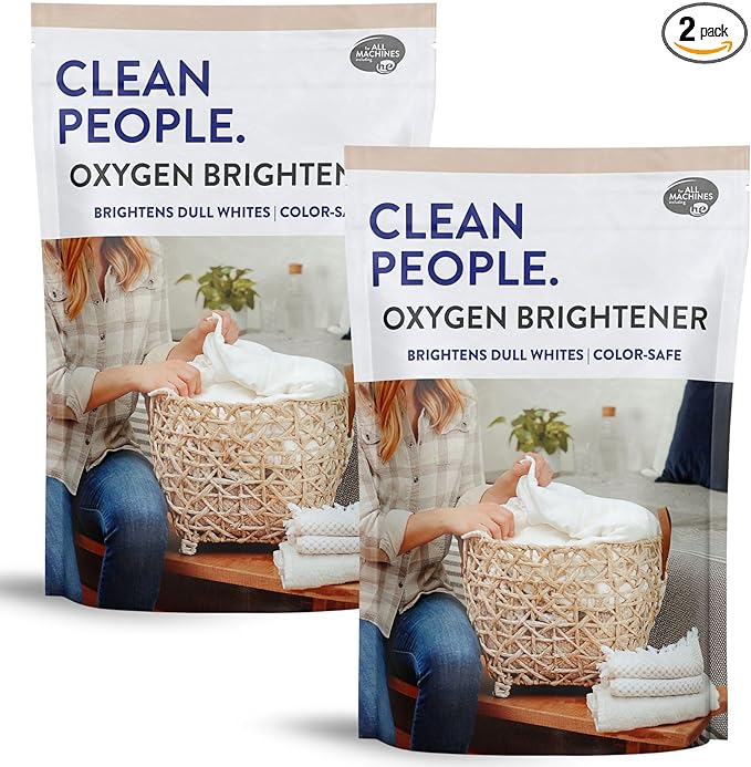 The Clean People Oxygen Brightener Stain Remover | Bleach Alternative, Simple Ingredients, Brightens Dull Whites AND Colors | 79 oz 2 Pack