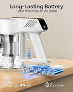 Cordless Vacuum Cleaner, 40Kpa 45Mins Vacuum Cleaners for Home, 8-in-1 Lightweight Stick Vacuum with Powerful Suction, Anti-tangle Wireless Vacuum for Carpet, Tile, Pet Hair, Hardwood Floors, White