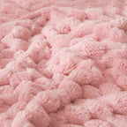 HOMRITAR Baby Blanket for Boy Girls 3D Jacquard Fluffy Toddler Blankets Soft Warm Cozy Flannel Fleece Warm Bed Blanket Nursery, Stroller Newborn Infant Bedding, 30 x 40 Inch (Light Pink)