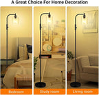 BoostArea Dimmable Floor Lamp, Standing Lamp with Glass Lampshade, 6W LED Bulb Included, Modern Standing Lamp, Bright LED Lamp for Living Room and Bedroom, Office