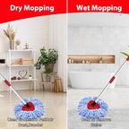 Small Spin Mop Replace Head Compatible with O-Cedar RinseClean 2 Tank, Mop Replacement Head Handle Base, 2 Microfiber Head Refills+1 Stick(30-58") +1 Base Combo Set (Blue)