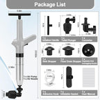 Toilet Plunger Drain Clog Remover, High Pressure Air Drain Remover Tool with Real-Time Barometer, Stainless Steel Clog Toilet Cleaner for Bathroom Kitchen Commercial Floor Sink(Gray)