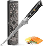 Damascus Fillet knife 7 Inch - Ultra-Sharp Fillet Knife for Fish and Meat, Professional Japanese Boning Knife with VG10 Steel Core, Full Tang G10 Handle, Elegant Box
