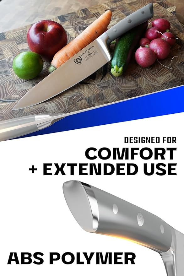Dalstrong Chef Knife - 8 inch - Gladiator Series - Smoke Grey ABS Handle - Forged High Carbon German Steel - Full Tang Kitchen Knife - w/Sheath - Razor Sharp Cooking Chef's Knife - NSF Certified